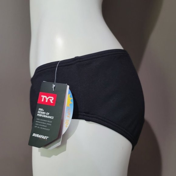 TYR Solid Mid-Rise Bikini Bottom Size 14, Black - Picture 3 of 11